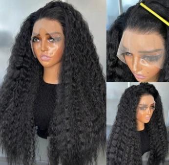 Long Wavy water Kanekalon heat resistant Human Blend wig