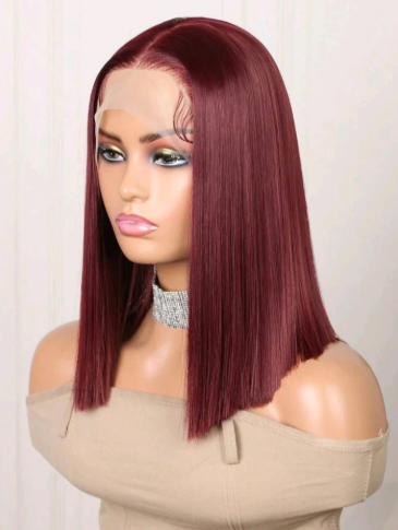 Burgundy lace front wig - Human blend