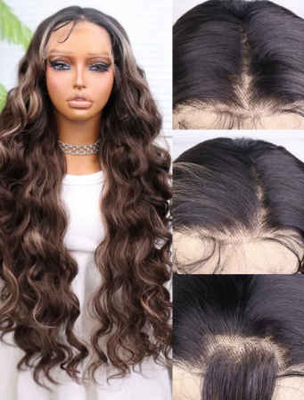 30Inch Brown Wavy Human Blend