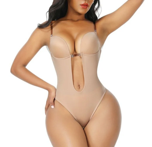U Plunge Bra Backless Thong Bodysuit