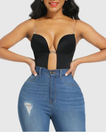 U Plunge Bra Backless Thong Bodysuit