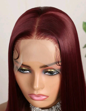 Burgundy lace front wig - Human blend