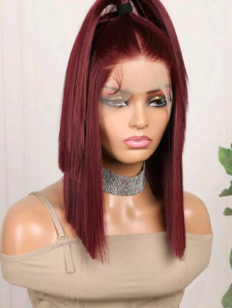 Burgundy lace front wig - Human blend