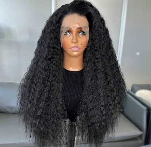 Long Wavy water Kanekalon heat resistant Human Blend wig